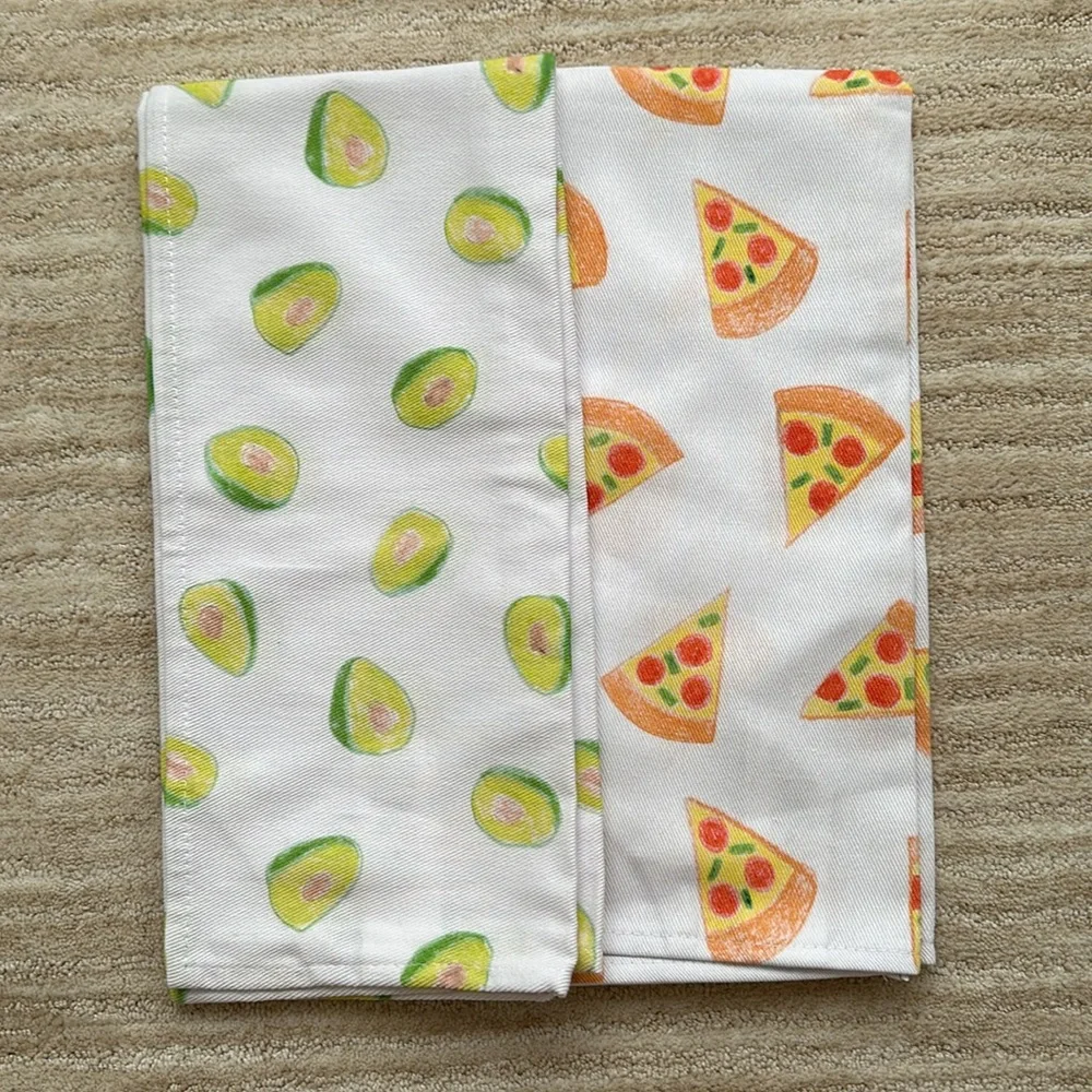 NWOT Set of 2 William Sonoma Gaby Dalkin No Kid Hungry Kitchen Towels Pizza Avoc